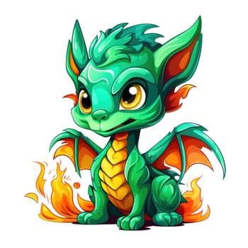 A cute and funny baby dragon in cartoon style. Template for t-shirt print, sticker, design element, etc.