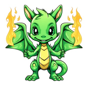 A cute and funny baby dragon in cartoon style. Template for t-shirt print, sticker, design element, etc.