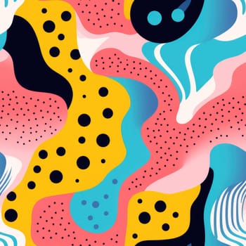 colorful wave cartoon fun pattern, ai