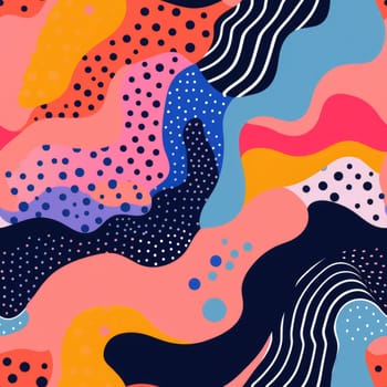 colorful wave cartoon fun pattern, ai