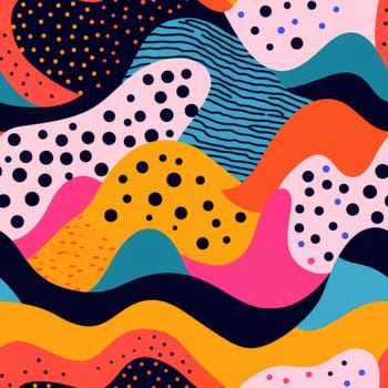 colorful wave cartoon fun pattern, ai