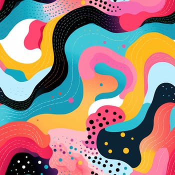 colorful wave cartoon fun pattern, ai