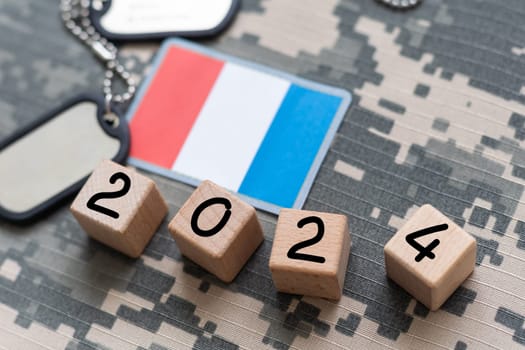 Large Silver Design 2022 with a French Flag Background. High quality photo
