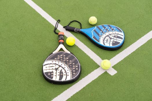 Paddle Tennis objects on Turf. High quality photo