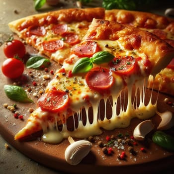 Delicious pizza. Generative AI. High quality photo