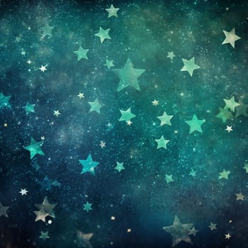 A starry teal galaxy illuminating background, green and blue illustration background