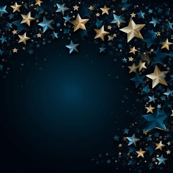 Shimmering blue stars against a dark gradient background with copy space