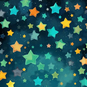 Colorful Stars in a Cosmic vibrant starry background, blue and colorful background