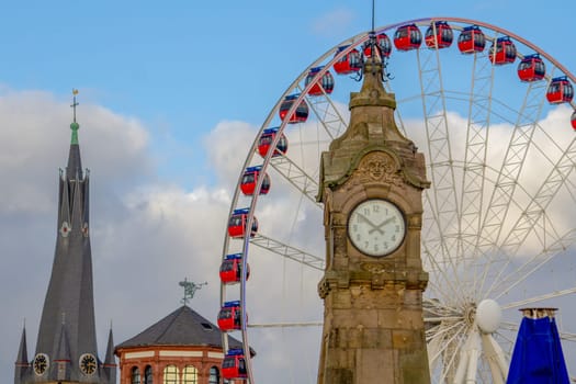 Ferris wheel on the Dusseldorf embankment. High quality photo