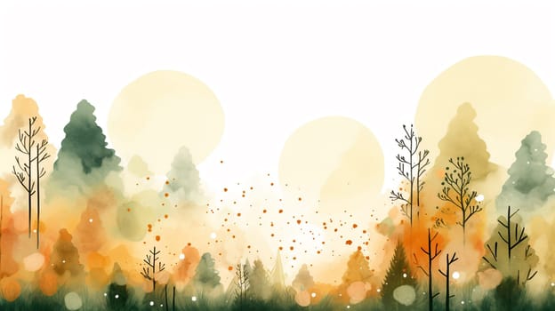 A watercolor naive painting of a forest in the morning light - generative AI