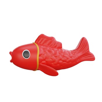 3D illustration of Chinese Fish icon, perfect for a Chinese New Year theme
