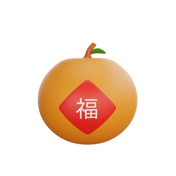 3D illustration of Chinese Orange icon, perfect for a Chinese New Year theme