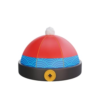 3D illustration of Chinese Hat icon, perfect for a Chinese New Year theme