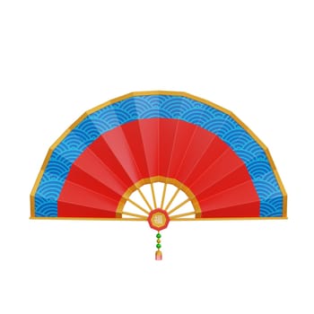 3D illustration of a fan icon, perfect for a Chinese New Year theme