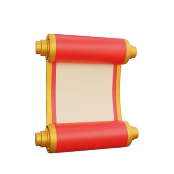 3D illustration of Chinese Scroll Paper icon, perfect for a Chinese New Year theme