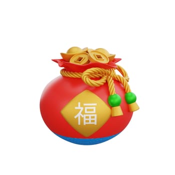 3D illustration of Lucky Bag icon, perfect for a Chinese New Year theme