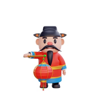 3D illustration of God of Wealth character pose, perfect for a Chinese New Year theme