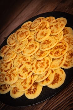 Close up Cocktail Blinis or mini blinis, High quality photo