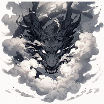 Black and white dragon. Year of the dragon concept.