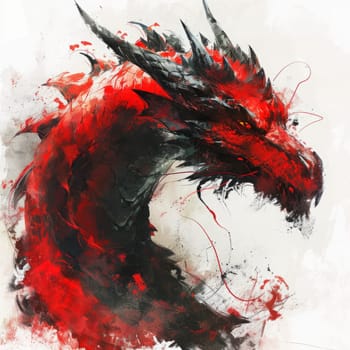 Red painting of a dragon. Year of the dragon concept