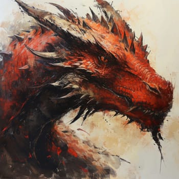 Red painting of a dragon. Year of the dragon concept