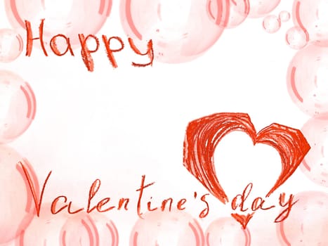 Valentine's day background with red hearts and and the inscription on pink and white place. Festive texture with copy space and place for text, Top view