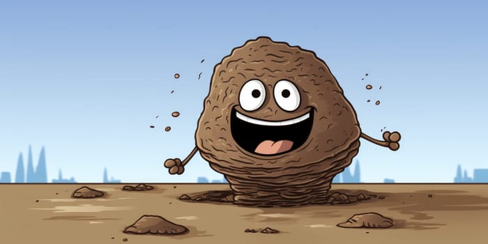 Smiling poop or turd as an illustration, funny concept