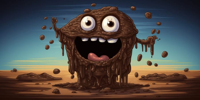 Smiling poop or turd as an illustration, funny concept