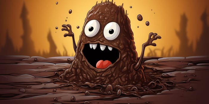 Smiling poop or turd as an illustration, funny concept