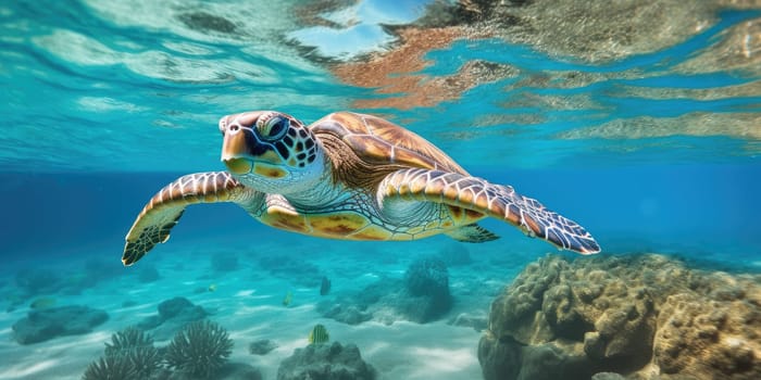 Lovely turtle in a ocean, wildlife and nature concept