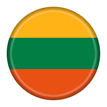 A Lithuania flag button 3d illustration with clipping path