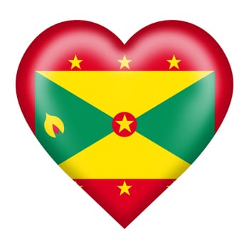 A Grenada flag heart button isolated on white with clipping path