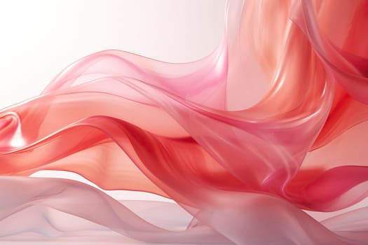 Abstract background with smooth elegant lines made of pink fabric.