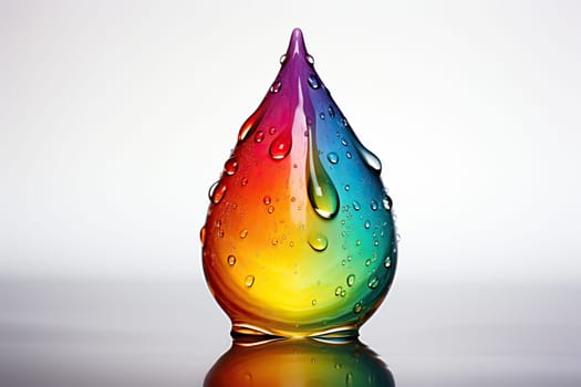 A huge drop of water in rainbow colors, isolated on a white background.