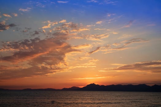 Photographic shot of the moment of a sunset over the sea 