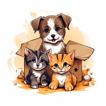 A heartwarming National Pet Day flat illustration pets, including dogs, cats, r unique markings and colors. High quality photo