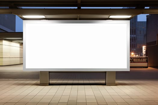 Empty white Blank Billboard or Advertising Poster in a City and Roadside Perfect Space for Promoting Your Brand Products.by Generative AI.