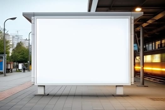 Empty white Blank Billboard or Advertising Poster in a City and Roadside Perfect Space for Promoting Your Brand Products.by Generative AI.