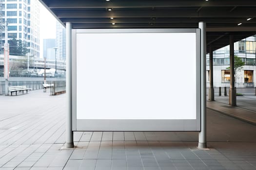 Empty white Blank Billboard or Advertising Poster in a City and Roadside Perfect Space for Promoting Your Brand Products.by Generative AI.