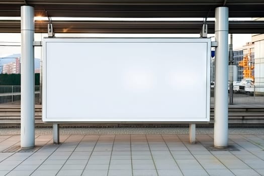 Empty white Blank Billboard or Advertising Poster in a City and Roadside Perfect Space for Promoting Your Brand Products.by Generative AI.