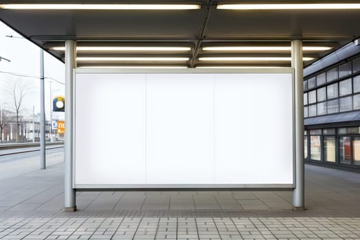 Empty white Blank Billboard or Advertising Poster in a City and Roadside Perfect Space for Promoting Your Brand Products.by Generative AI.