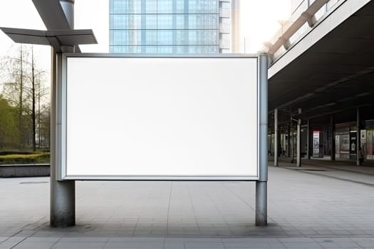 Empty white Blank Billboard or Advertising Poster in a City and Roadside Perfect Space for Promoting Your Brand Products.by Generative AI.