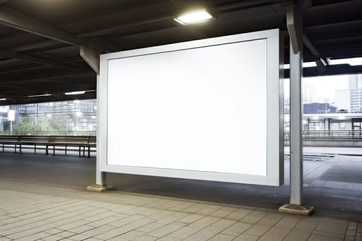 Empty white Blank Billboard or Advertising Poster in a City and Roadside Perfect Space for Promoting Your Brand Products.by Generative AI.