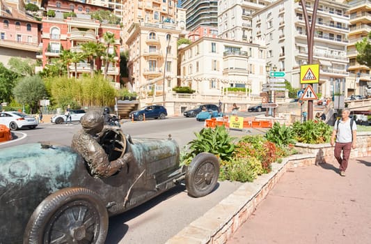 Monaco, Monte-Carlo, 29 September 2022 - Famous landmark on the streets of principality at sunny day, wealth life, expensive luxury cars, sightseeing. High quality photo