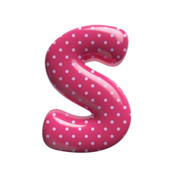 Polka dot letter S - Capital 3d pink retro font isolated on white background. This alphabet is perfect for creative illustrations related but not limited to Fashion, retro design, decoration...