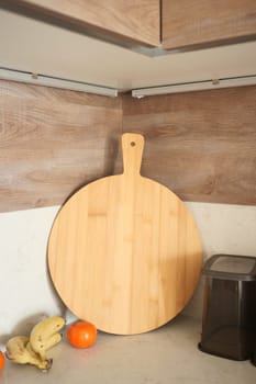 wooden chopping board in kitchen ,