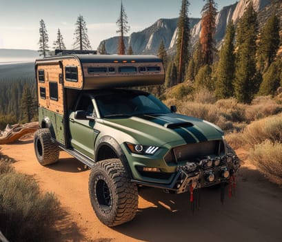 limited edition matte green classic american gt muscle mustang classic car vintage van camper conversion nomadic life weekender