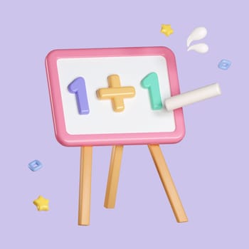 3D cartoon mathematic education concept isolated on pastel background. icon symbol clipping path. education. 3d render illustration.
