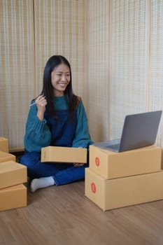 Online delivery, female small business owners are ecstatic when they see unexpected sales and customer orders in their business planning and marketing.