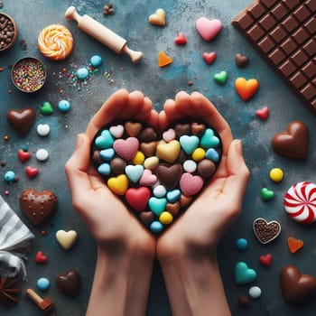 Heart-shaped sweets for Valentine's Day. High quality photo